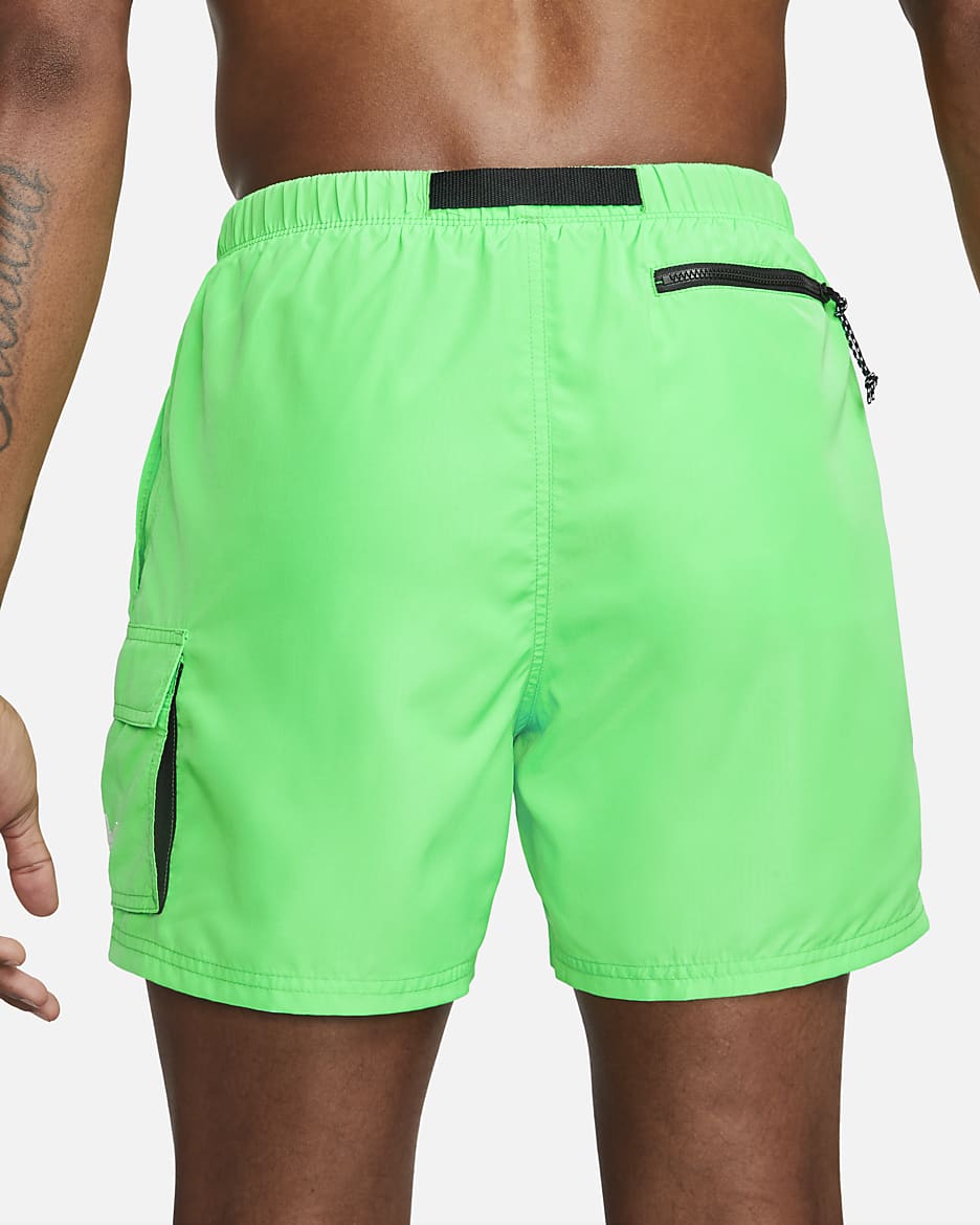 Nike Men's 5" Belted Packable Swim Trunks - Electric Algae