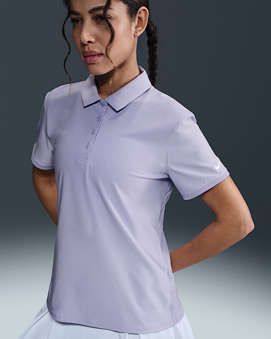 Nike Victory Women's Dri-FIT Short-Sleeve Golf Polo - Lilac Ice/White