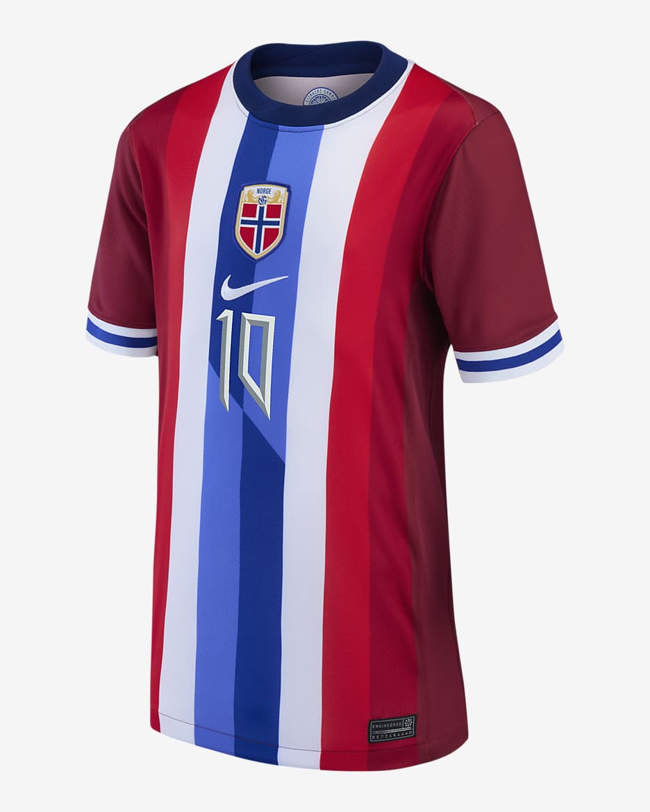 Martin Ødegaard Norway National Team 2024 Stadium Home Big Kids' Nike Dri-FIT Soccer Jersey - Red