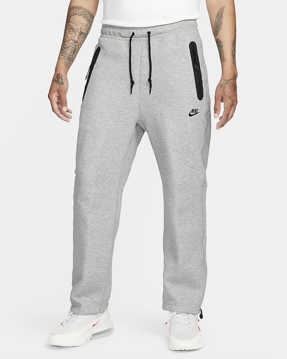 Męskie spodnie dresowe o luźnym kroju u dołu Nike Sportswear Tech Fleece - Dark Grey Heather/Czerń