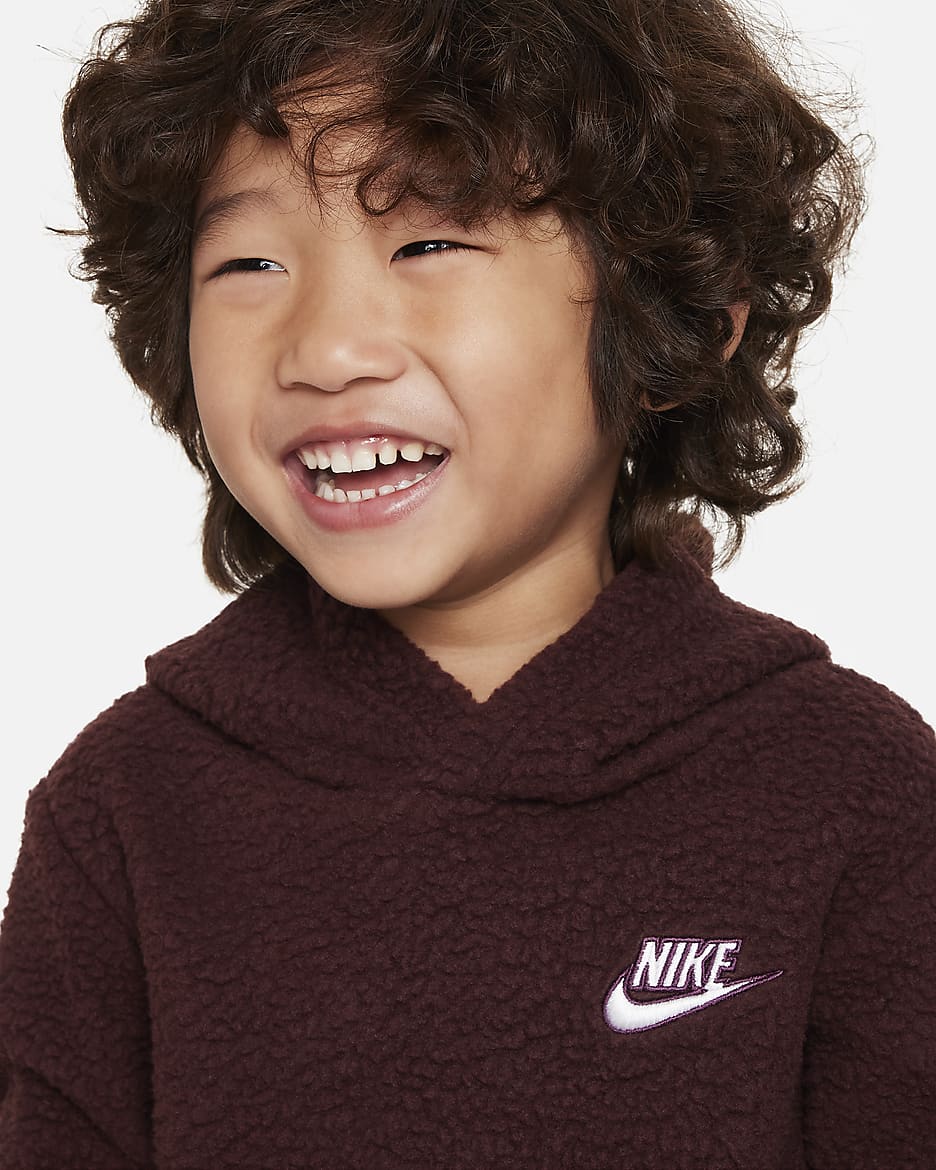 Sudadera con gorro sin cierre infantil Nike Sportswear Sherpa Pullover Hoodie - Burdeos enérgico