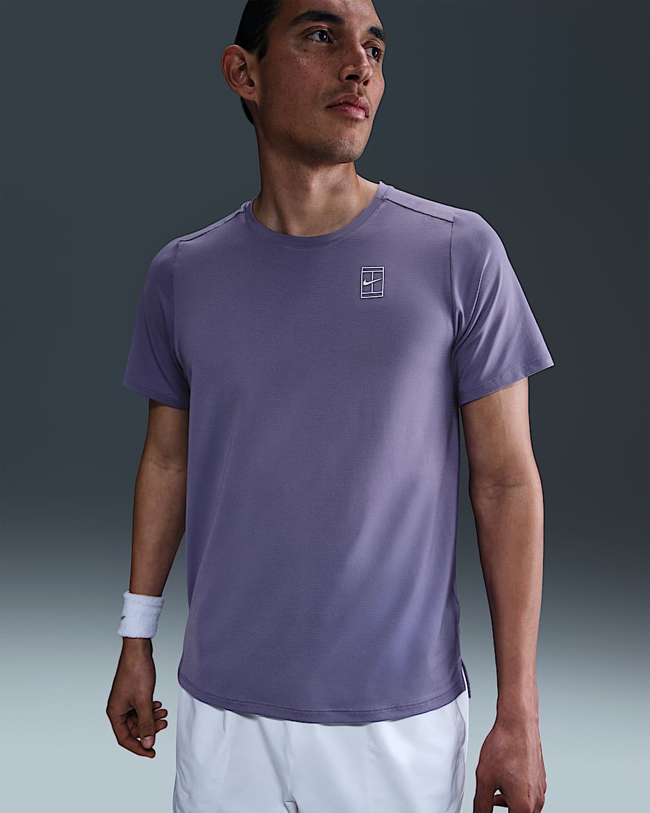 NikeCourt Advantage Dri-FIT tennistop voor heren - Dusty Amethyst/Deep Night/Wit