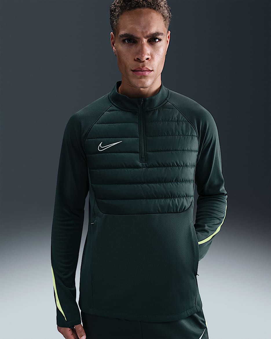 Nike Academy Winter Warrior Men's Therma-FIT 1/2-Zip Football Top - Seaweed/Limelight