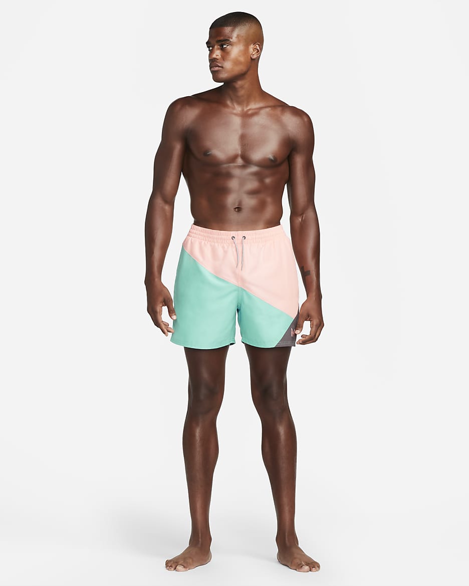 Nike Logo Jackknife Men's 13cm (approx.) Volley Swimming Shorts - Bleached Coral/Washed Teal/Iron Grey/Iron Grey