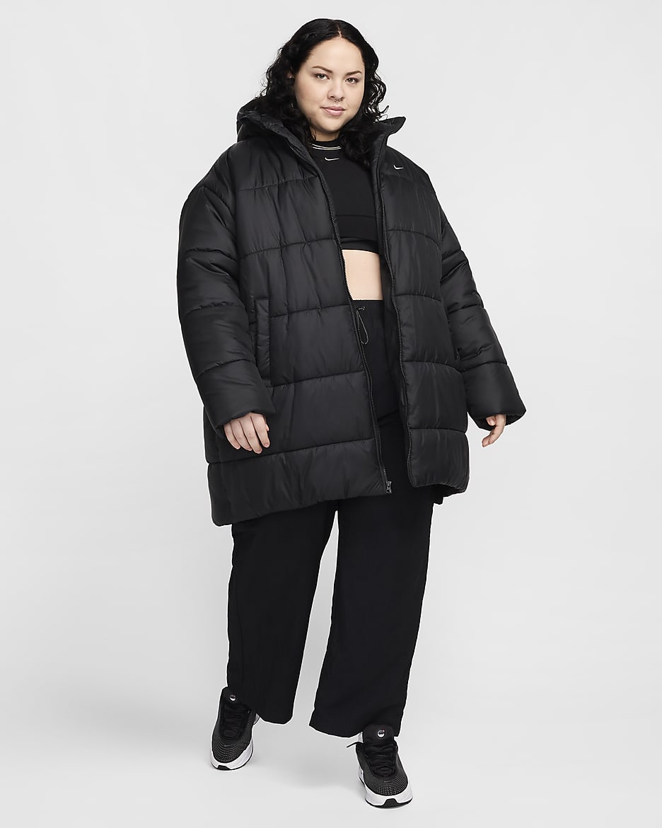 Nike Sportswear Classic Puffer Women's Therma-FIT Loose Parka (Plus Size) - Black/White