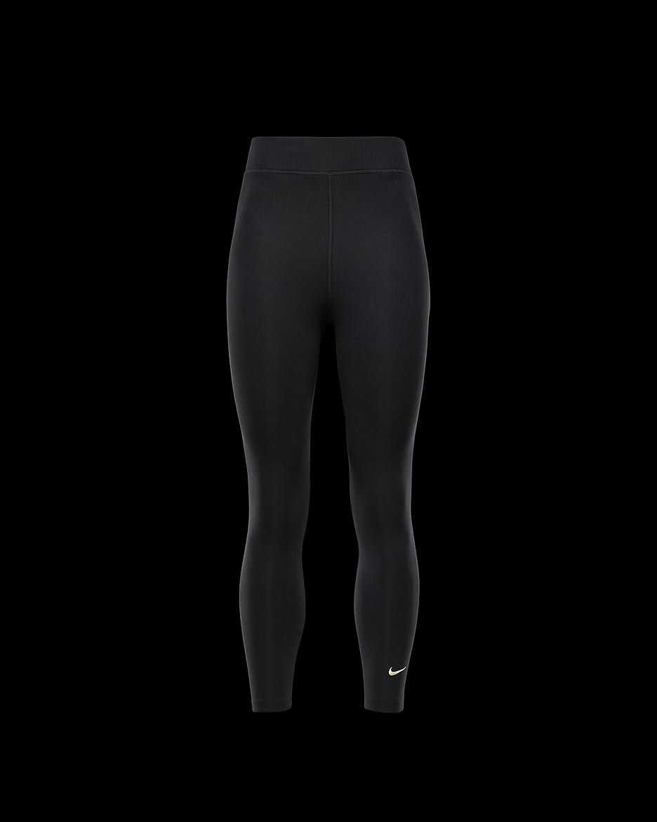 Legging 7/8 côtelé à taille haute Nike Sportswear Classic pour femme - Noir/Noir/Sail