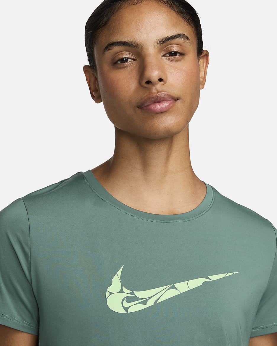 Nike One Swoosh Dri-FIT kortermet løpeoverdel til dame - Bicoastal/Vapor Green