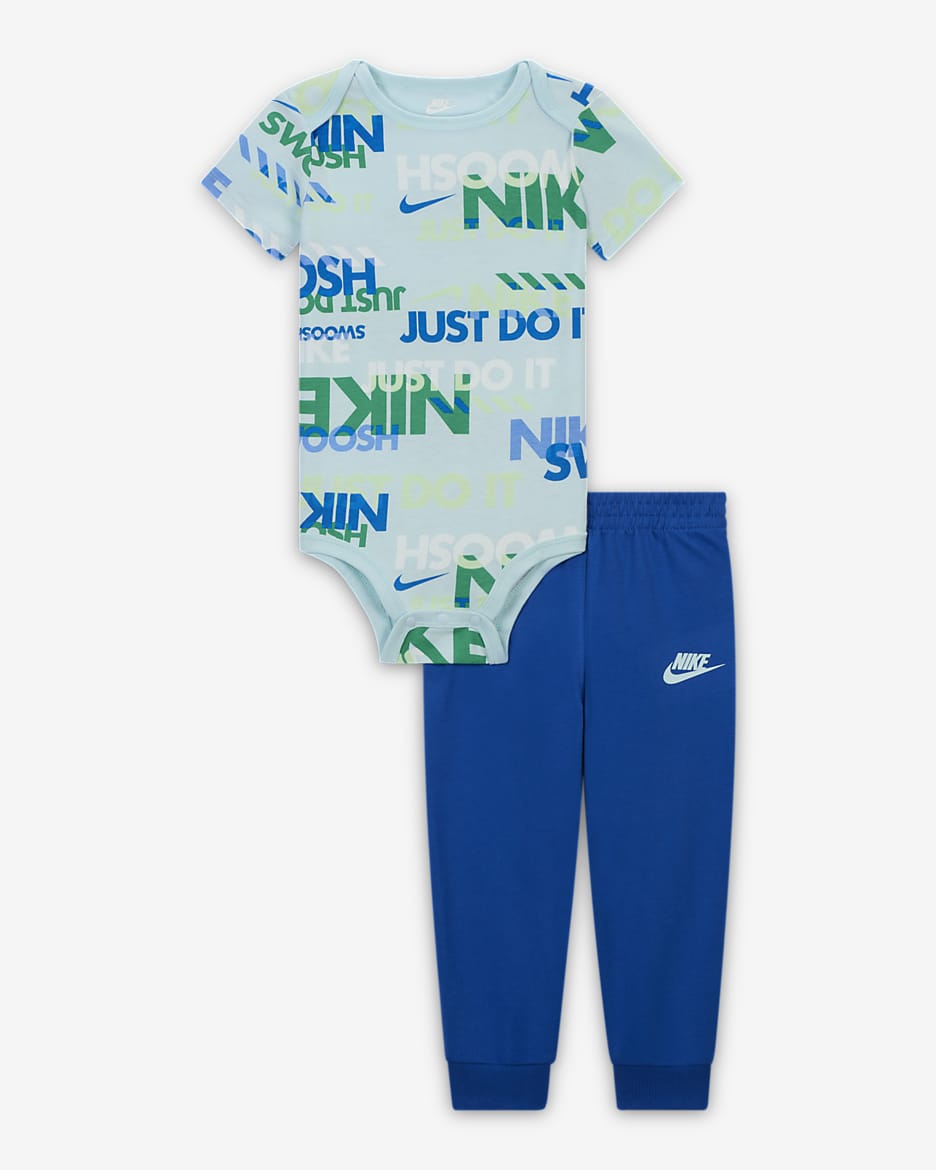 Nike Sportswear Playful Exploration Baby (12-24M) Printed Bodysuit and Pants Set - Game Royal