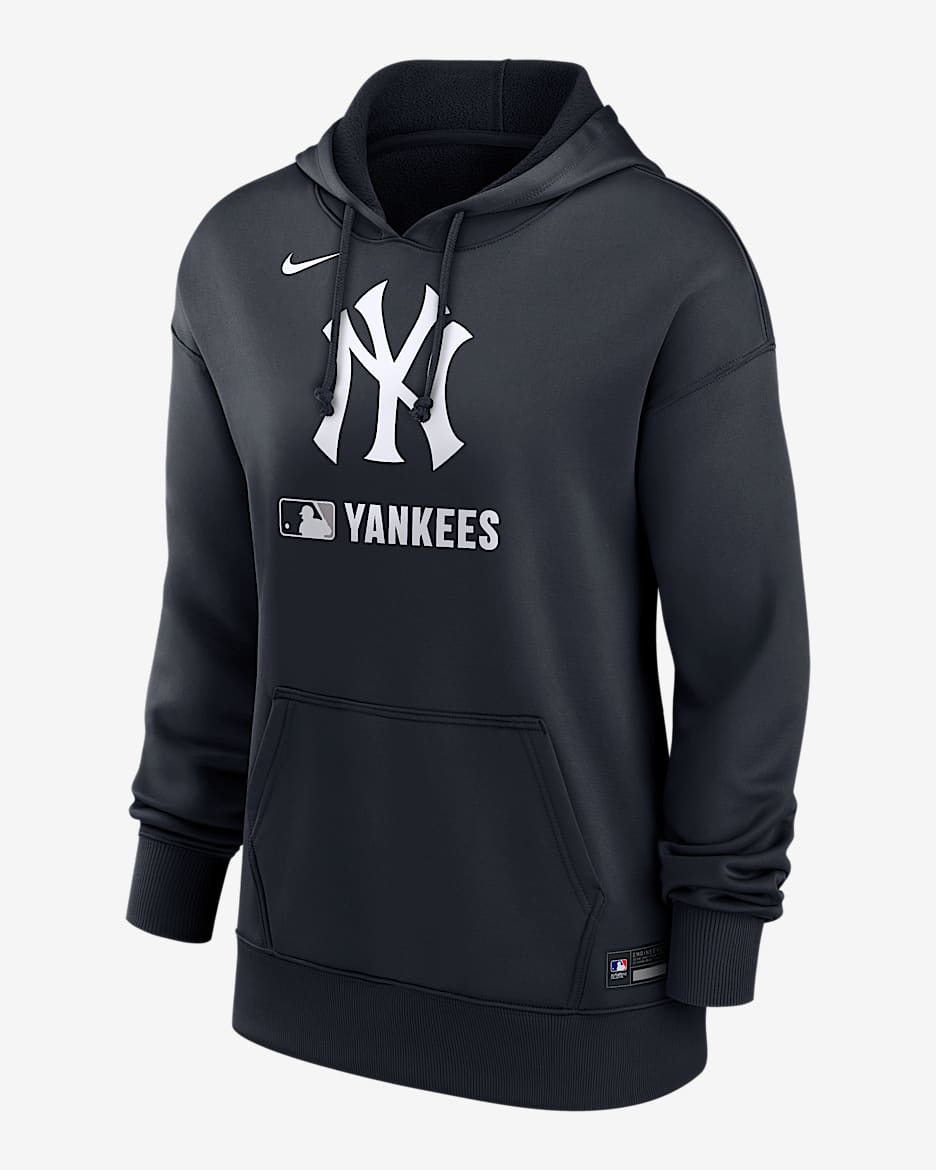 Sudadera con gorro sin cierre Nike Therma de la MLB para mujer New York Yankees Authentic Collection - Azul marino