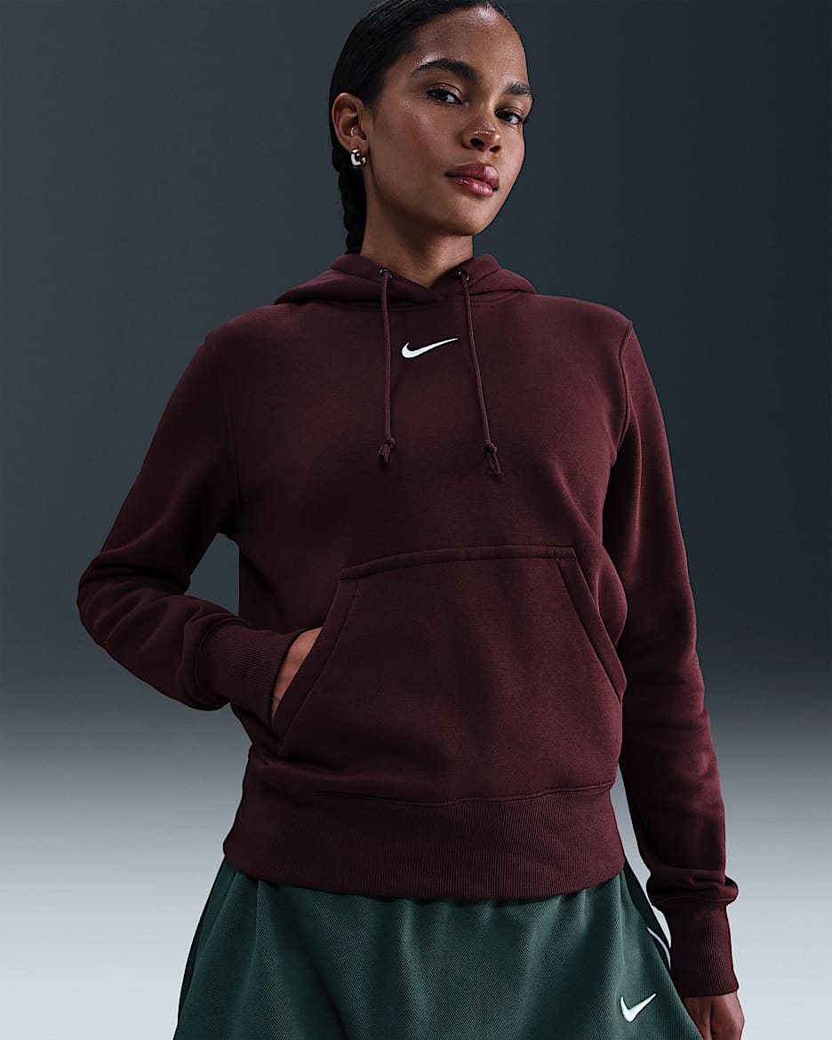 Huvtröja Nike Sportswear Phoenix Fleece för kvinnor - Burgundy Crush/Sail
