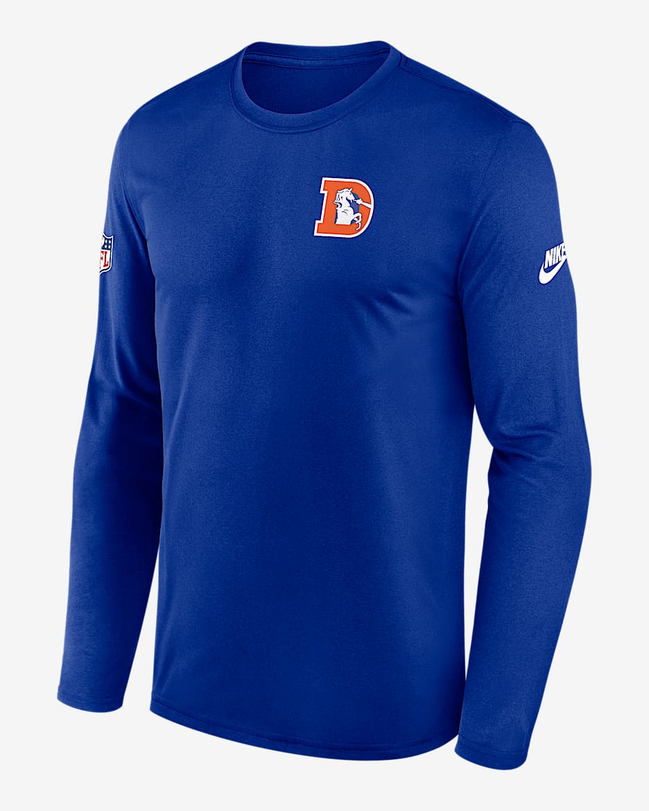 Playera de manga larga Nike Dri-FIT de la NFL para hombre Denver Broncos Alt Legend Small Logo - Royal