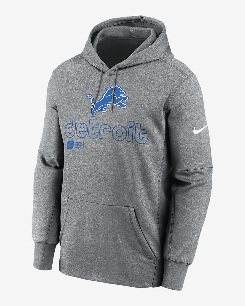 Detroit Lions Men’s Nike Therma NFL Pullover Hoodie - Grey Heather