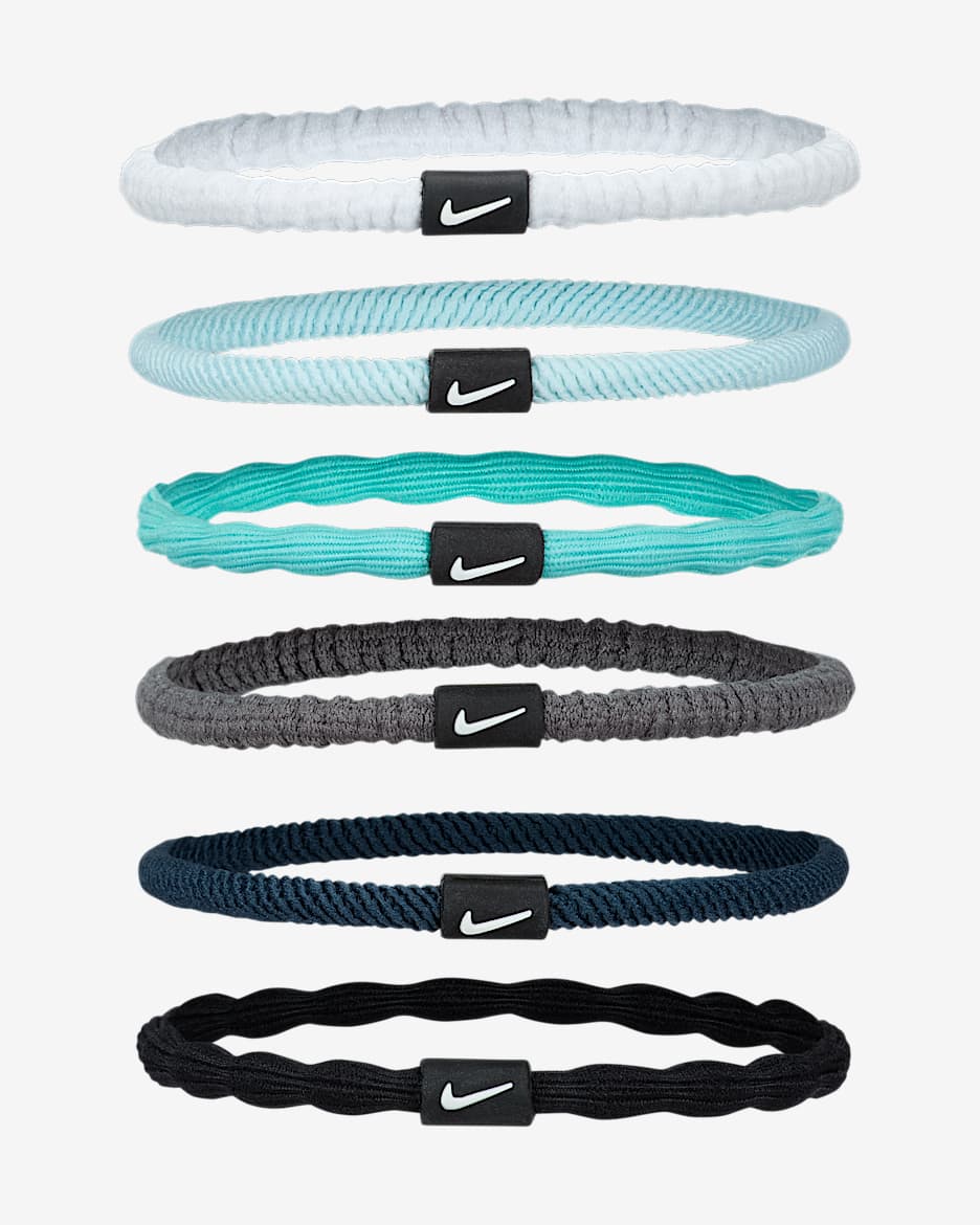 Nike Flex Haargummis (6er-Pack) - Weiß/Glacier Blue/Weiß
