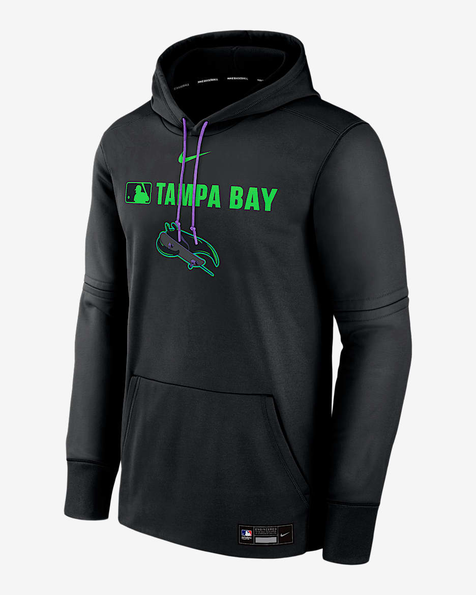 Tampa Bay Rays Authentic Collection City Connect Men's Nike Therma MLB Pullover Hoodie - Black