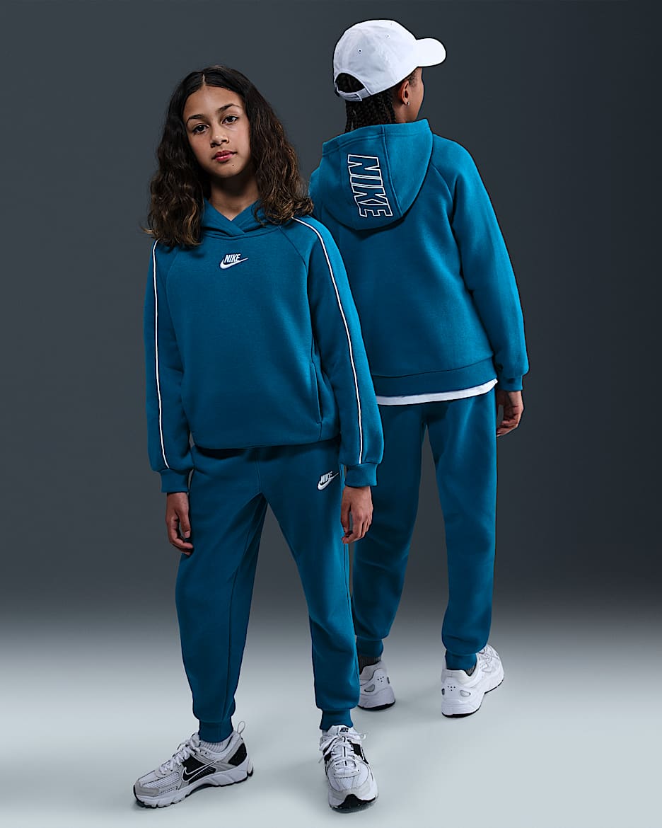 Tepláková souprava Nike Sportswear Club Fleece s kapucí pro větší děti - Green Abyss/Green Abyss/Bílá/Bílá