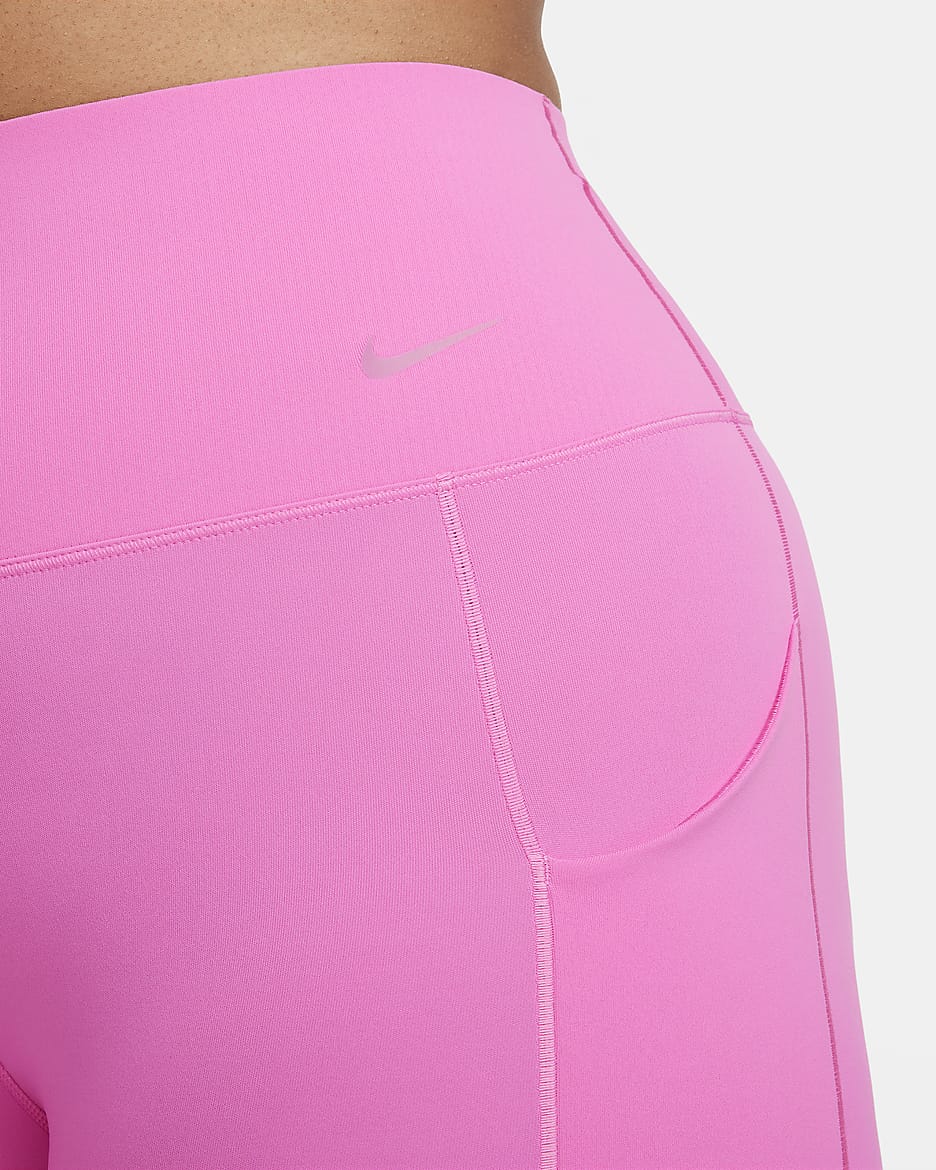 Nike Universa Women's Medium-Support High-Waisted Full-Length Leggings with Pockets - Playful Pink/Black