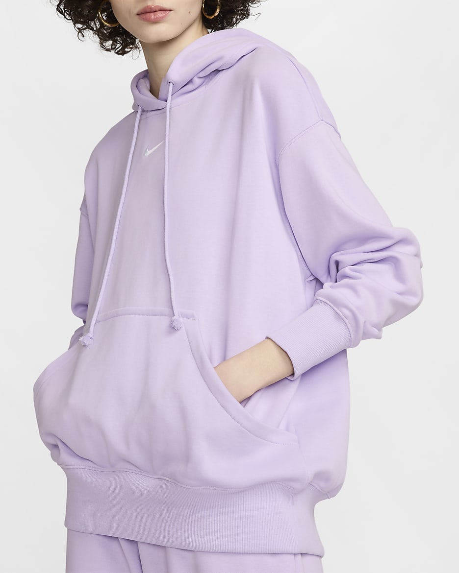 Sudadera con gorro sin cierre de French Terry oversized para mujer Nike Sportswear Phoenix Fleece - Bruma violeta/Blanco