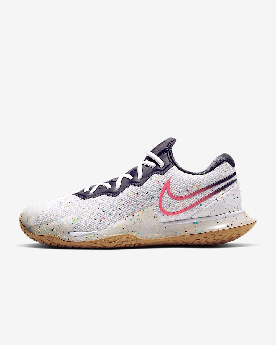 NikeCourt Air Zoom Vapor Cage 4 Men’s Hard Court Tennis Shoes - White/Gridiron/Wheat/Laser Crimson