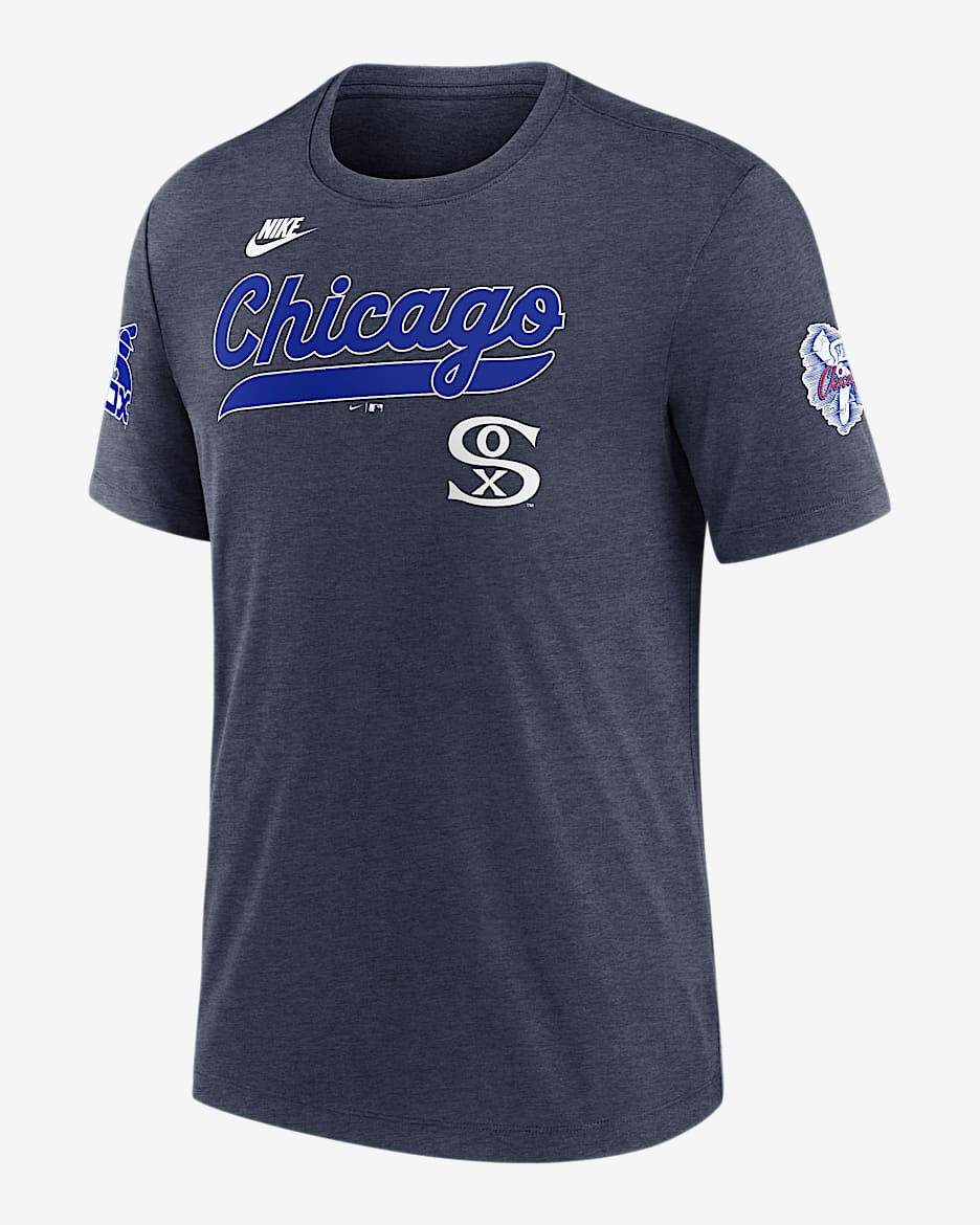 Playera Nike de la MLB para hombre Chicago White Sox Cooperstown Eras - Azul marino jaspeado
