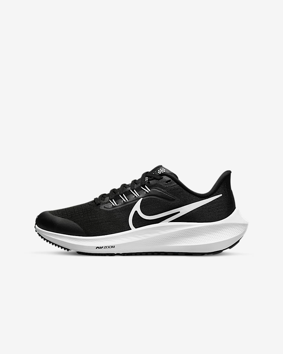 Nike Air Zoom Pegasus 39 Big Kids' Road Running Shoes - Black/White/White