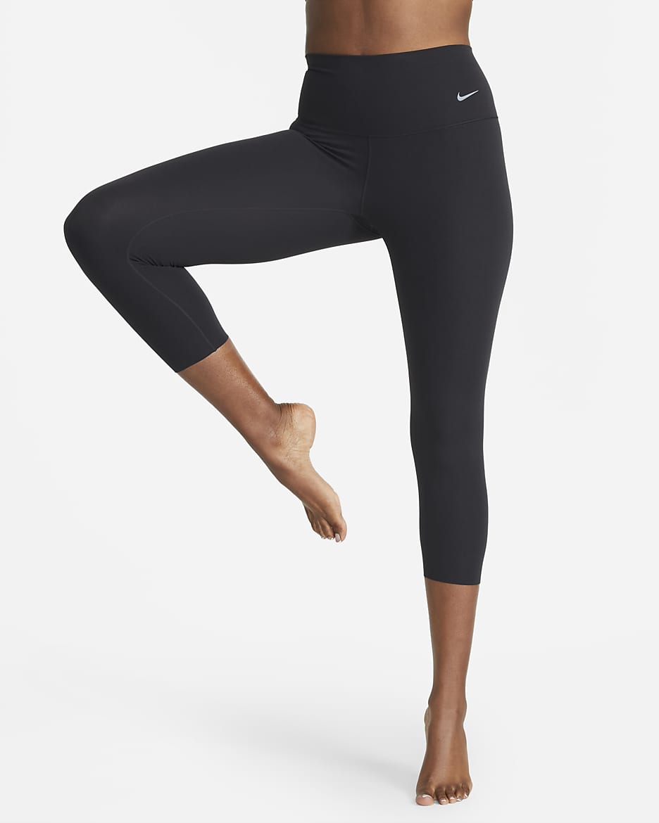 Leggings cropped de tiro alto de sujeción suave para mujer Nike Zenvy - Negro/Negro