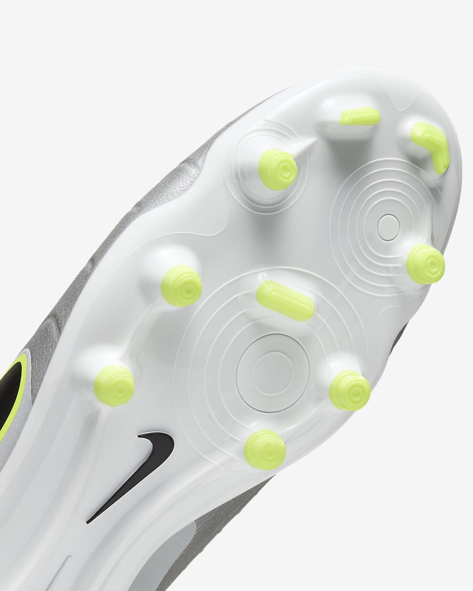 Nike Tiempo Legend 10 Academy Botes de futbol de perfil baix per a terrenys diversos - Platejat metal·litzat/Volt/Negre