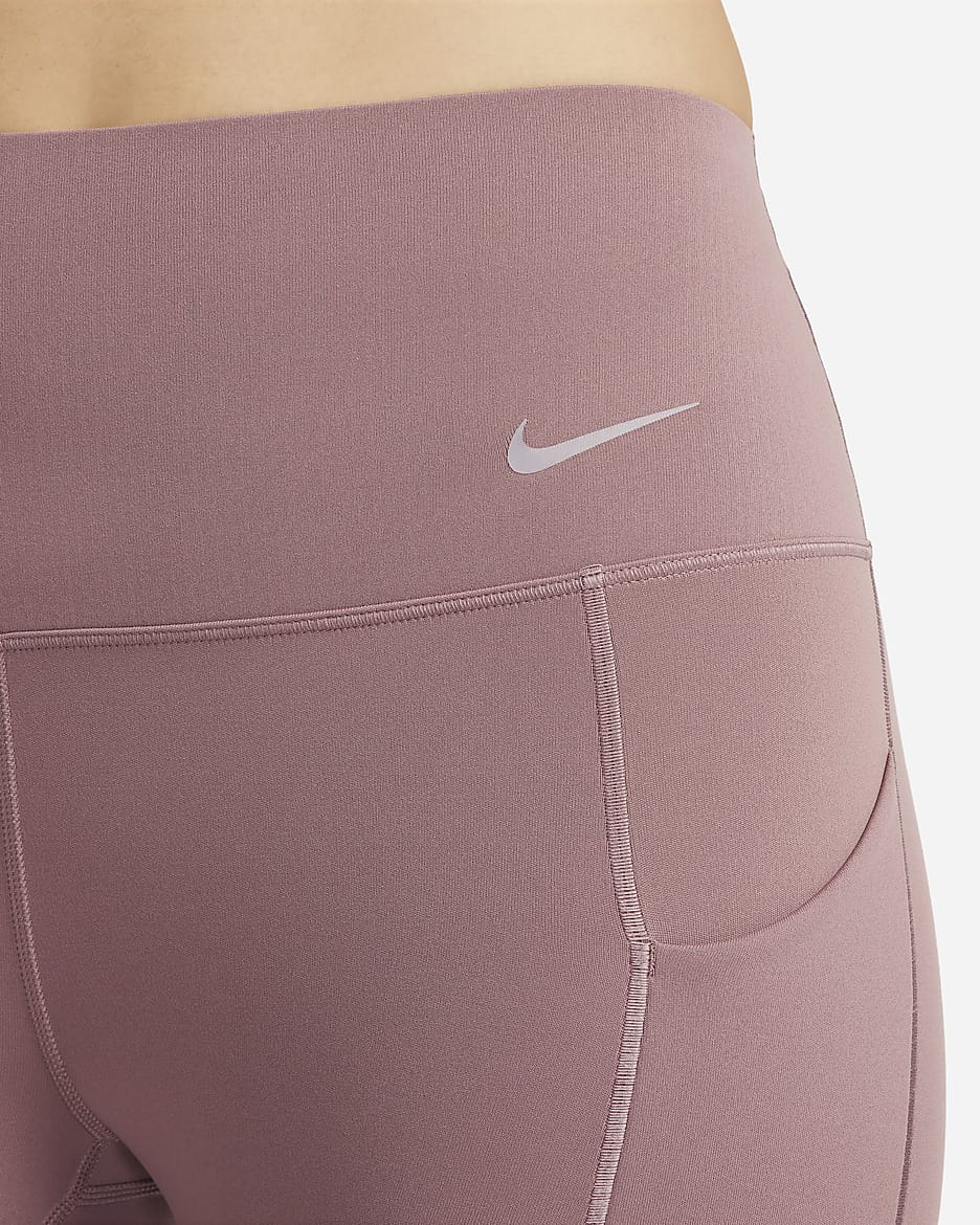 Nike Universa Women's Medium-Support High-Waisted 7/8 Leggings with Pockets - Smokey Mauve/Black