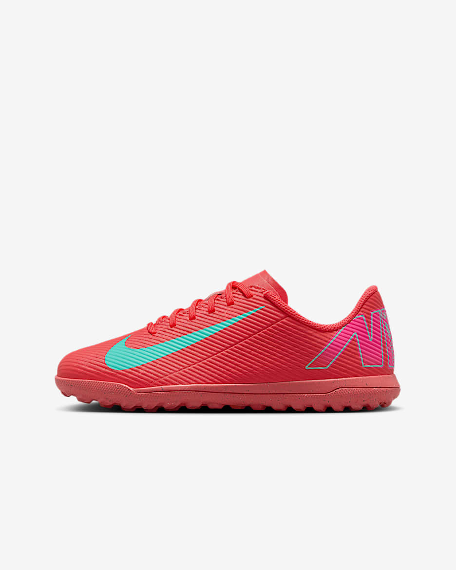 Nike Jr. Mercurial Vapor 16 Club Younger/Older Kids' TF Low-Top Football Shoes - Ember Glow/Aurora Green