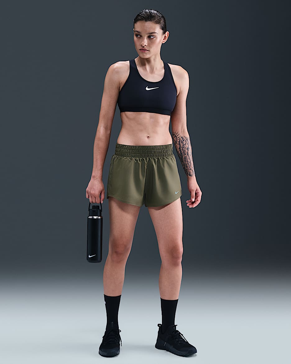 Nike One Women's Dri-FIT Mid-Rise 8cm (approx.) Brief-Lined Shorts - Medium Olive
