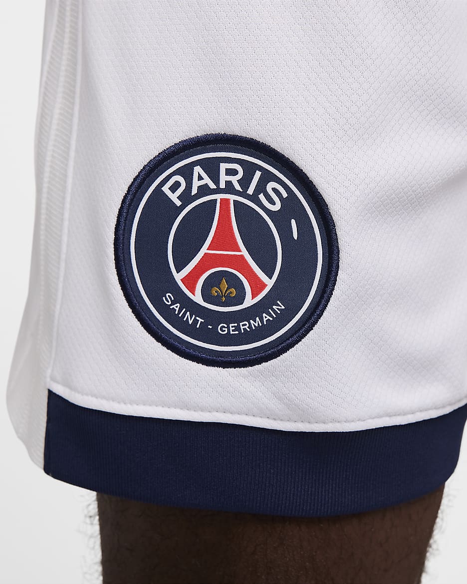 Paris Saint-Germain 2024/25 Stadium Away Nike Replika-Fußballshorts mit Dri-FIT-Technologie (Herren) - Weiß/University Red/Midnight Navy/Midnight Navy