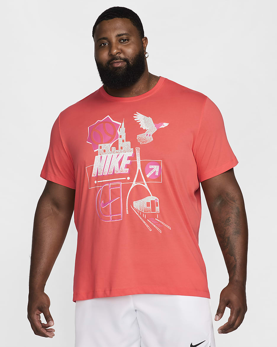 T-shirt de tennis NikeCourt Dri-FIT pour homme - Light Wild Mango