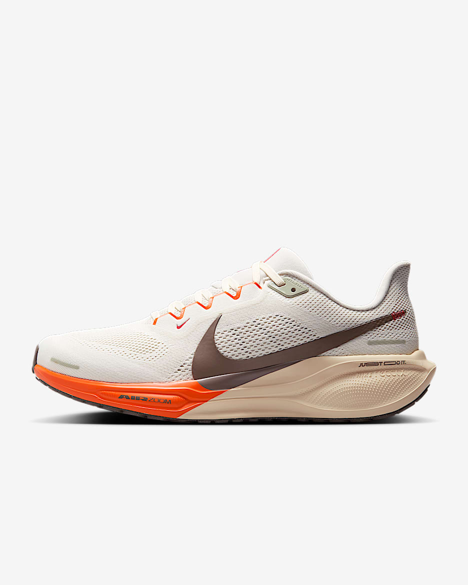 Nike Pegasus 41 Men's Road Running Shoes - Sail/Light Khaki/Safety Orange/Ironstone