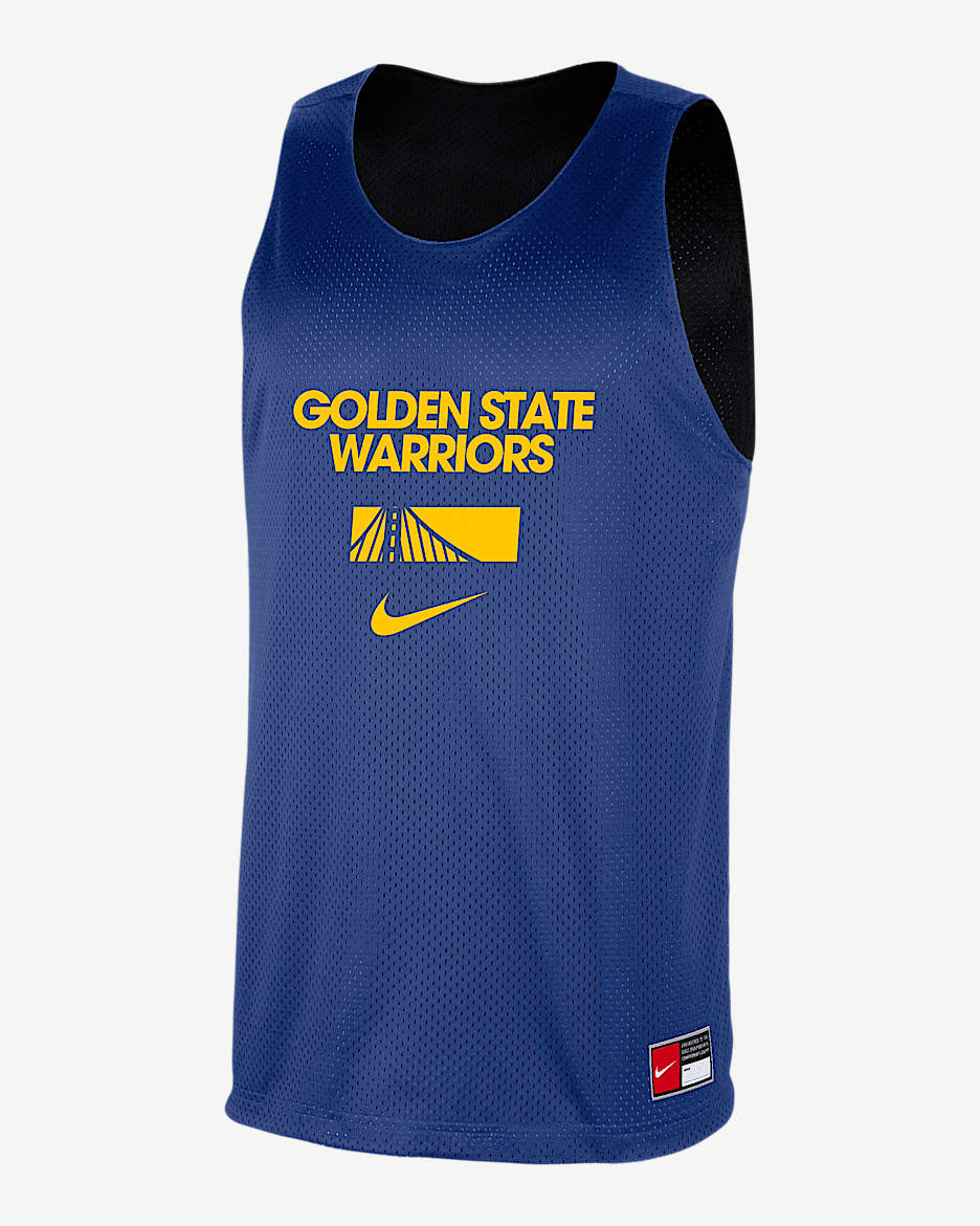 Golden State Warriors Courtside Men's Nike NBA Mesh Training Jersey - Rush Blue/Black/Amarillo