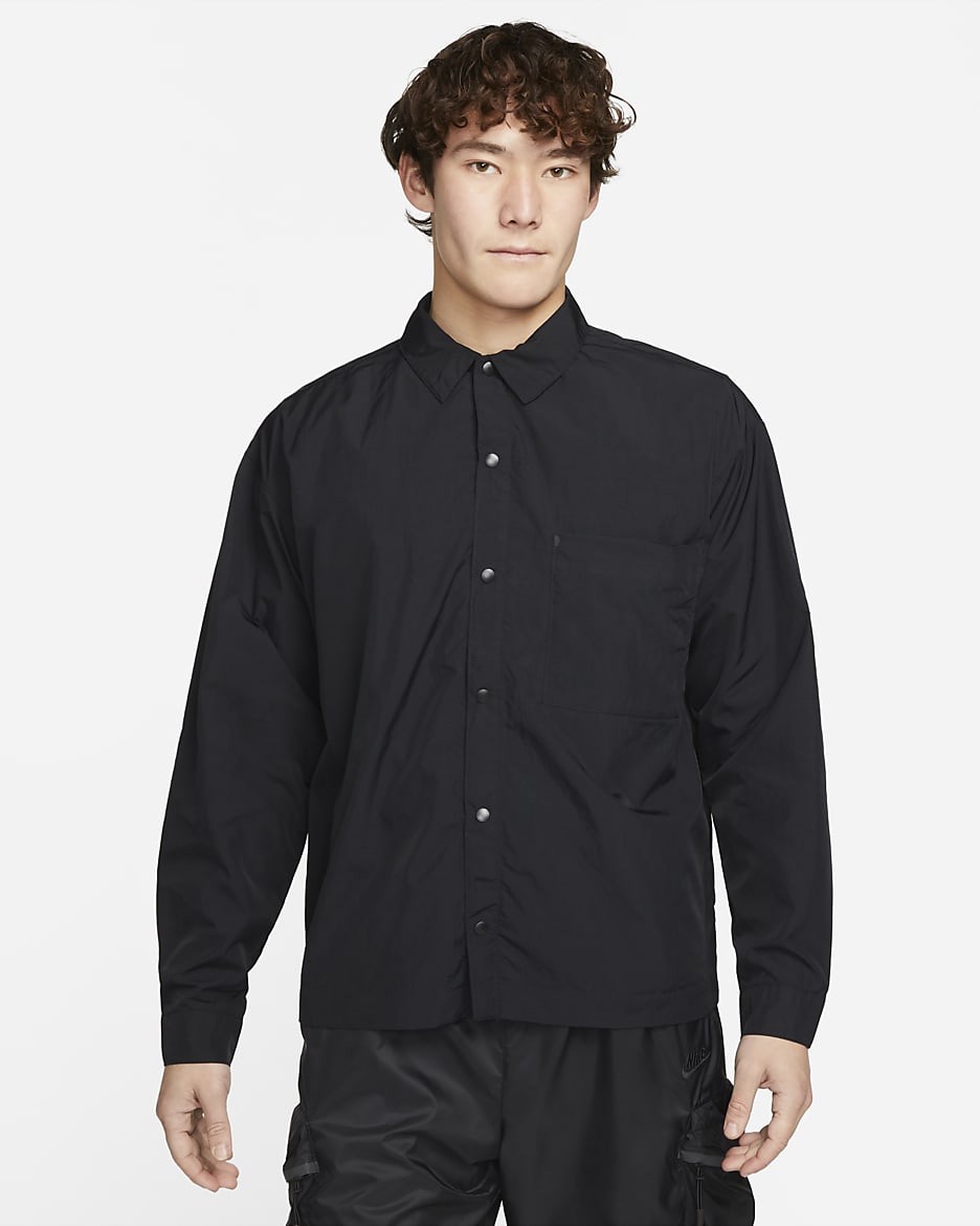 Nike Sportswear Tech Pack Men's Woven Long-sleeve Shirt - Black/Black/Black