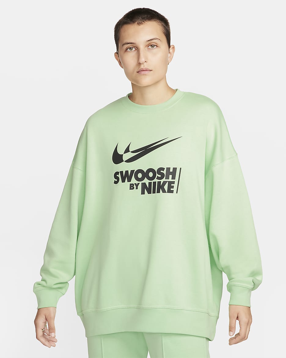 Nike Sportswear extragroßes Fleece-Sweatshirt mit Rundhalsausschnitt für Damen - Vapor Green/Schwarz