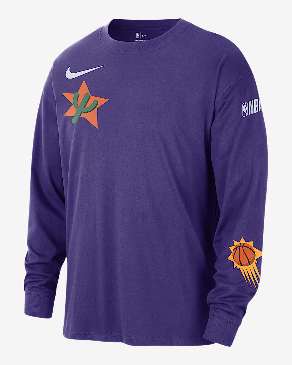 フェニックス サンズ コートサイド シティ エディション メンズ ナイキ NBA マックス90 ロングスリーブ Tシャツ - フィールドパープル