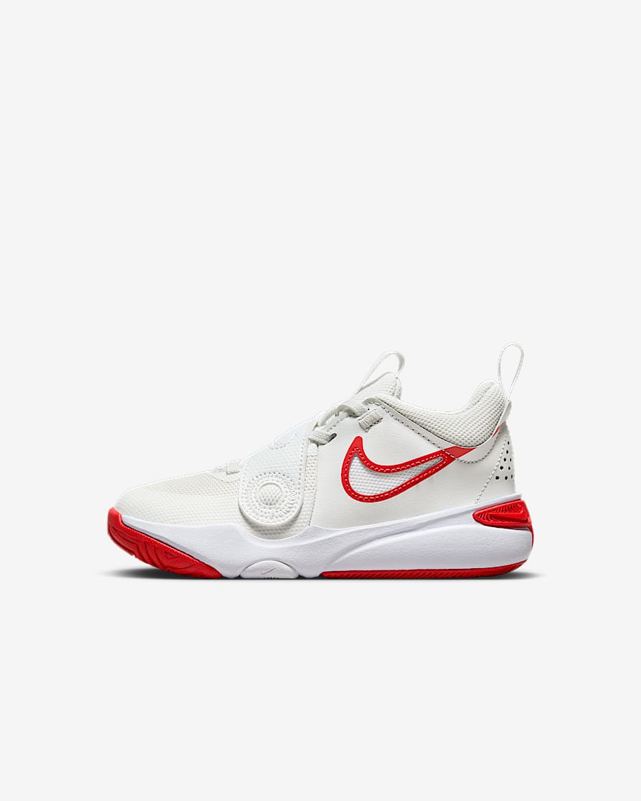 Nike Team Hustle D 11 Younger Kids' Shoes - Summit White/White/Track Red