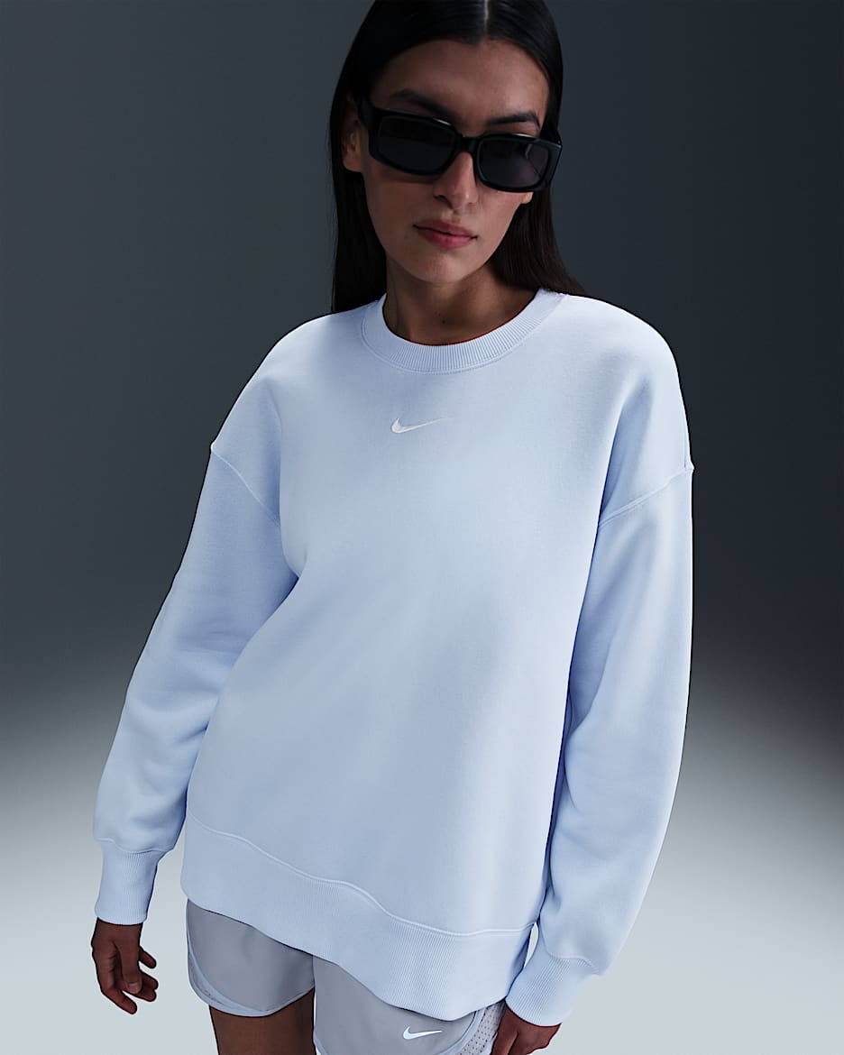Sudadera oversized de cuello redondo para mujer Nike Sportswear Phoenix Fleece - Tinte azul/Vela