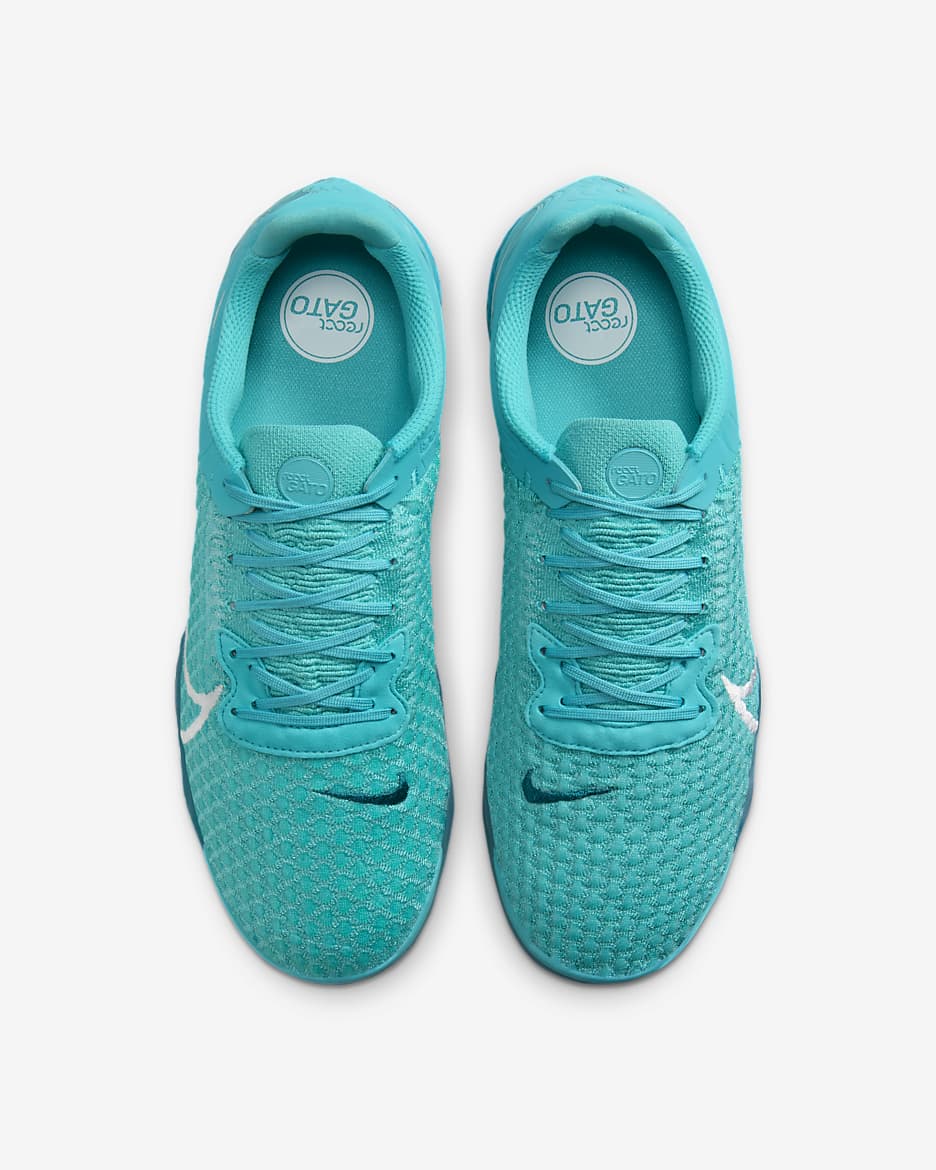 Nike React Gato Low-Top-Fußballschuh für Hallen- und Hartplätze - Dusty Cactus/Barely Volt