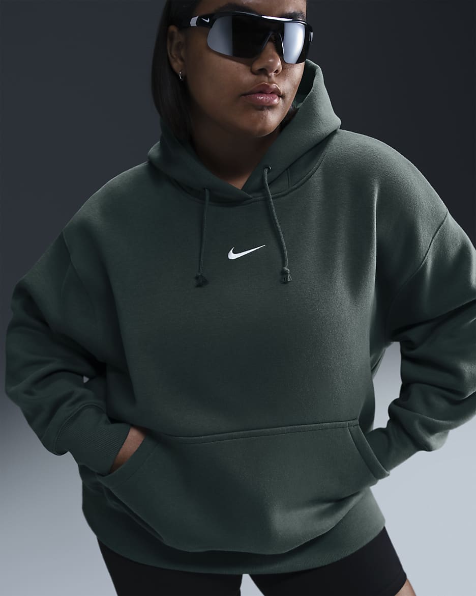 Nike Sportswear Phoenix Fleece oversized hoodie voor dames (Plus Size) - Vintage Green/Sail