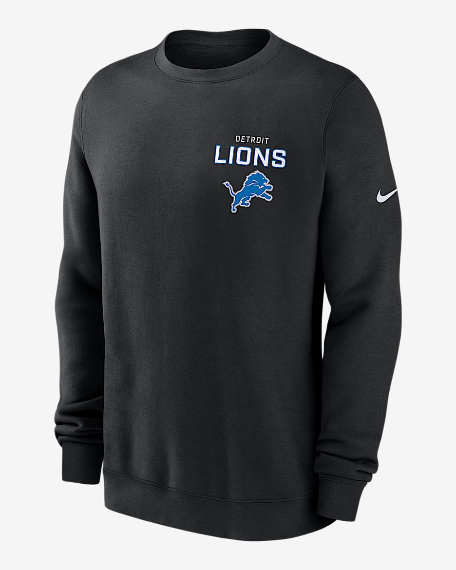 Detroit Lions Draw Block Club Men's Nike NFL Pullover Crew - Black