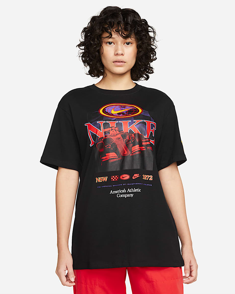 Nike Sportswear Essential Women's Americana T-Shirt - Black/Vivid Sulfur