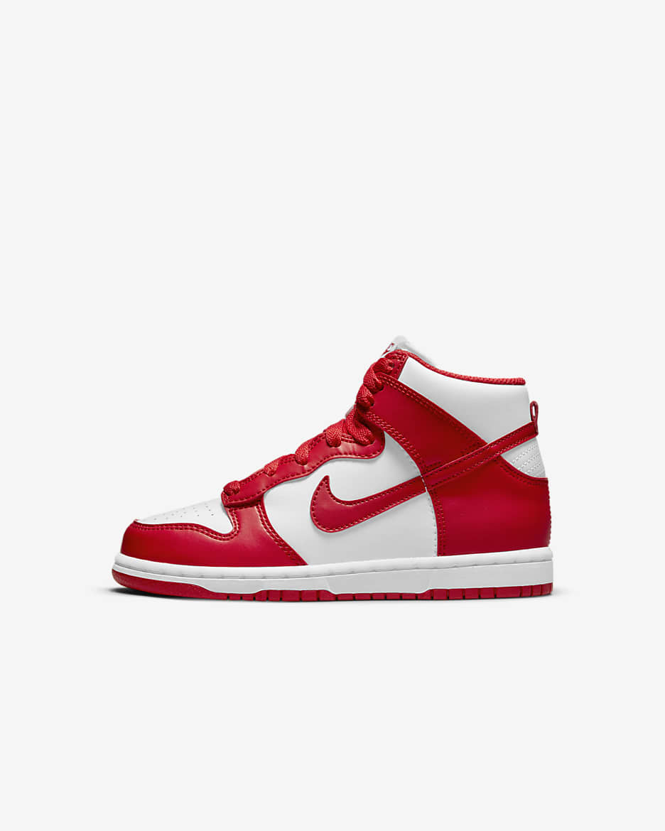 Nike Dunk High Younger Kids' Shoes - White/University Red
