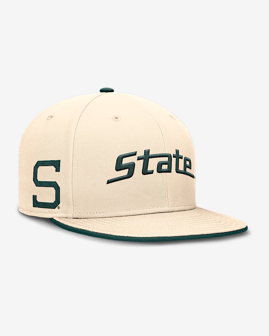 Michigan State Spartans Primetime True Men's Nike Dri-FIT College Fitted Hat - Natural
