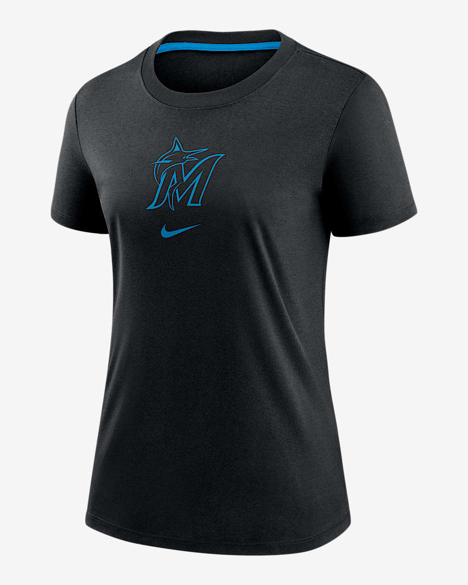 Playera Nike de la MLB para mujer Miami Marlins Authentic Collection Early Work - Negro