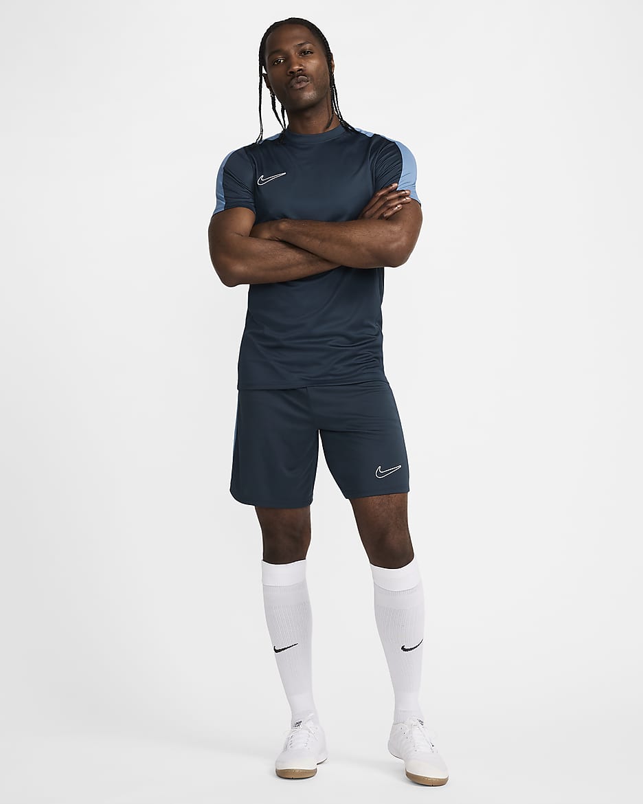 Męska koszulka piłkarska z krótkim rękawem Dri-FIT Nike Academy - Armory Navy/Aegean Storm/Biel