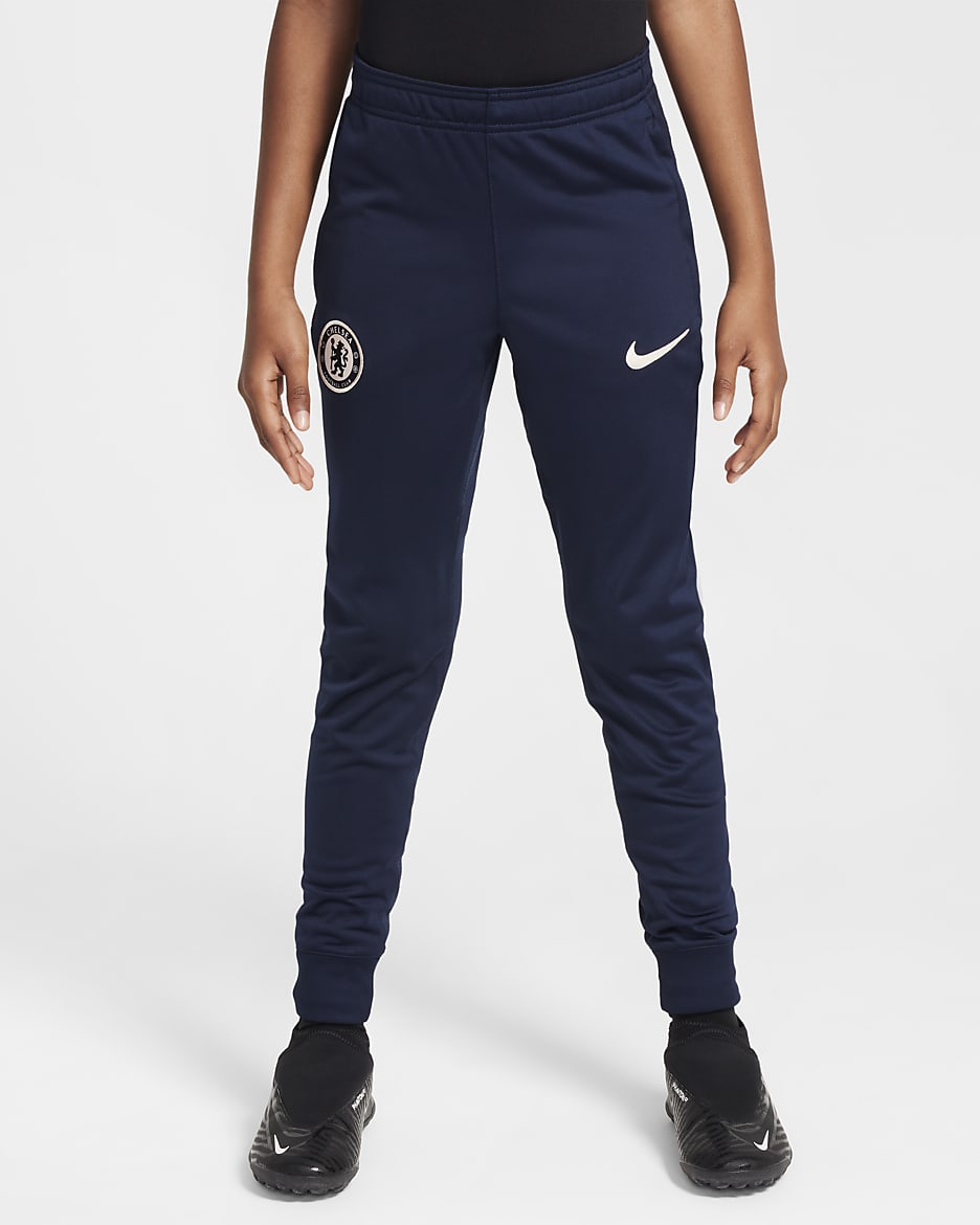 Survêtement de foot en maille Nike Dri-FIT Chelsea FC Strike pour ado - Obsidian/Light Photo Blue/Guava Ice