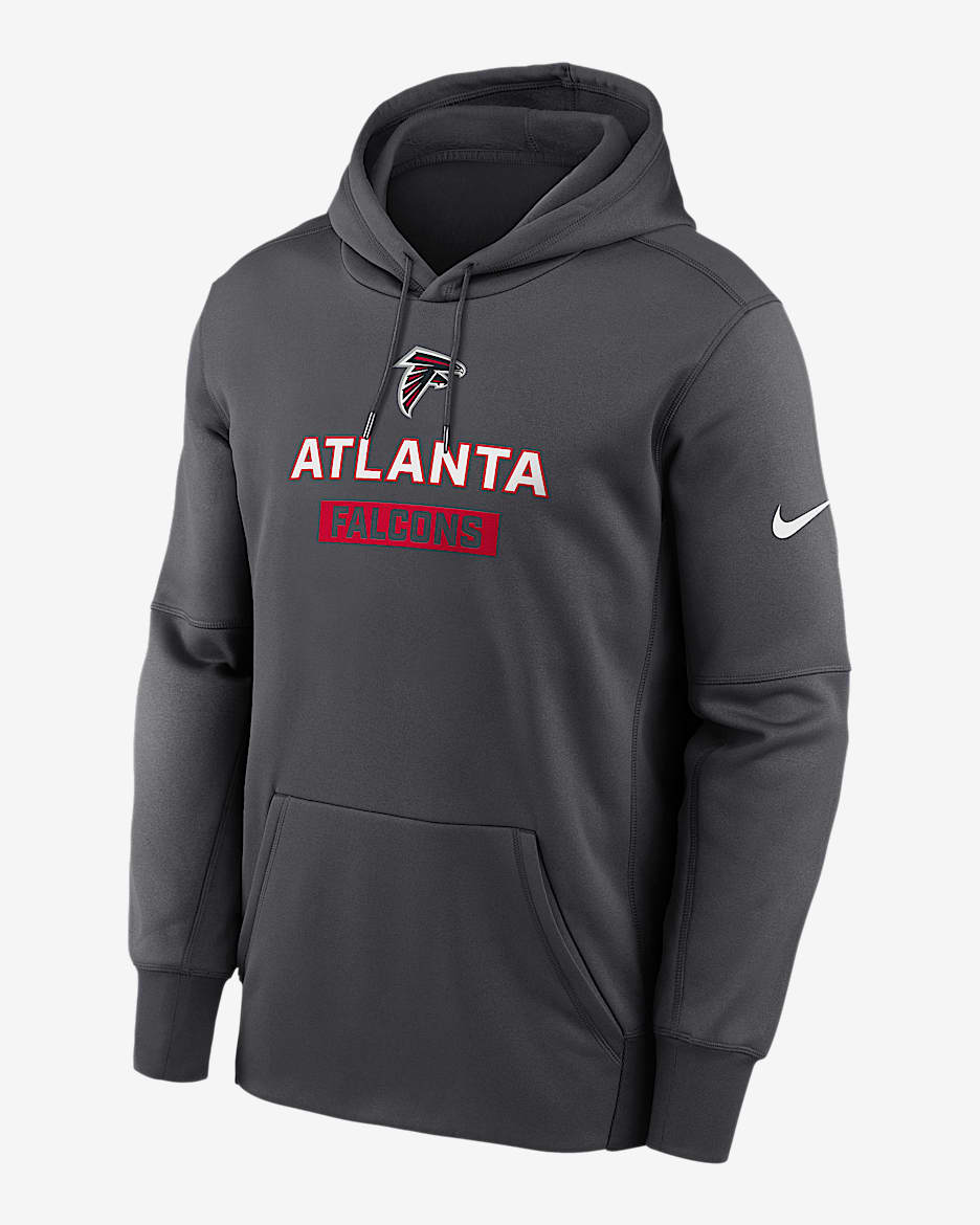 Sudadera con gorro sin cierre Nike Therma de la NFL para hombre Atlanta Falcons Toss Sweep - Antracita