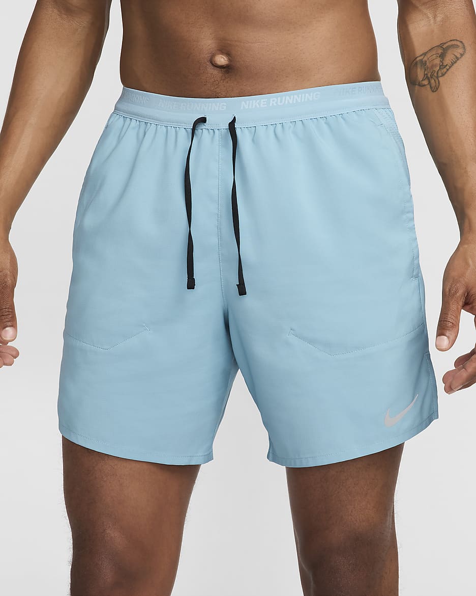 Nike Stride Dri-FIT 2-in-1 hardloopshorts voor heren (18 cm) - Denim Turquoise/Denim Turquoise/Zwart