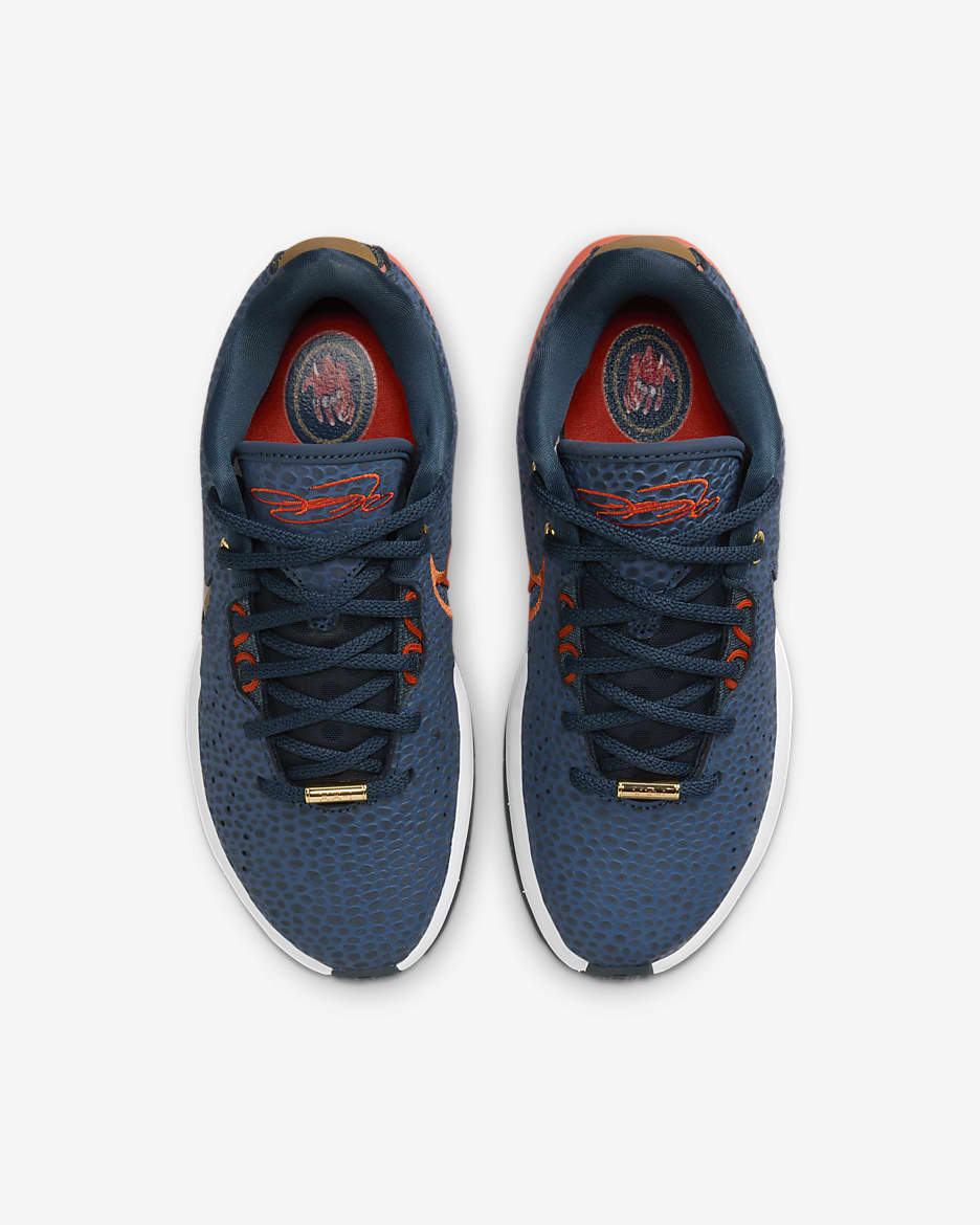 LeBron XXI Genç Çocuk Basketbol Ayakkabısı - Armory Navy/Cosmic Clay/Beyaz/Metallic Gold